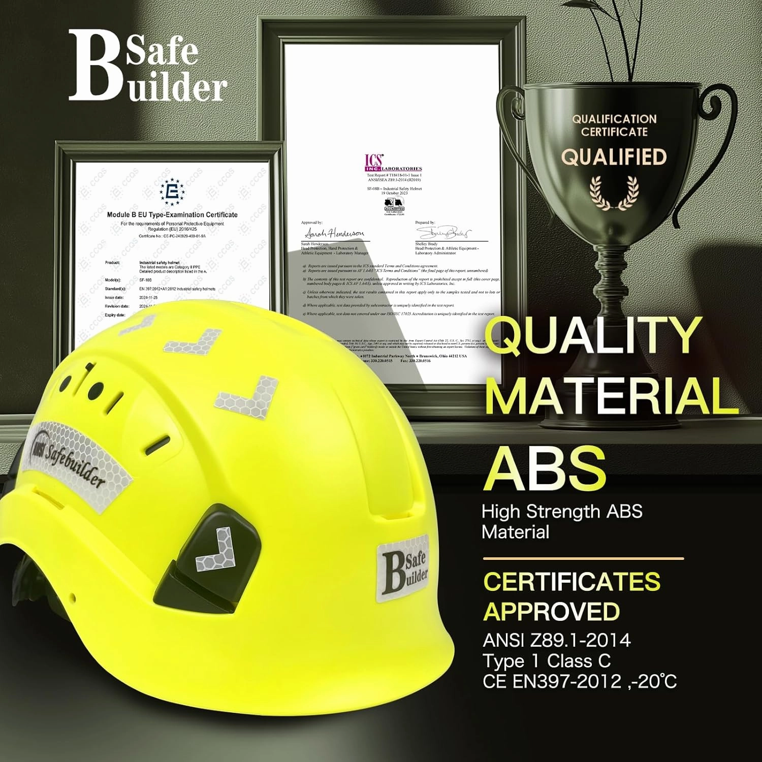 Construction Safety Helmet ABS Hard Hat Adjustable Ventilation System Hardhats Industrial Work Head Protection for Men Certified ANSI/ISEA Z89.1