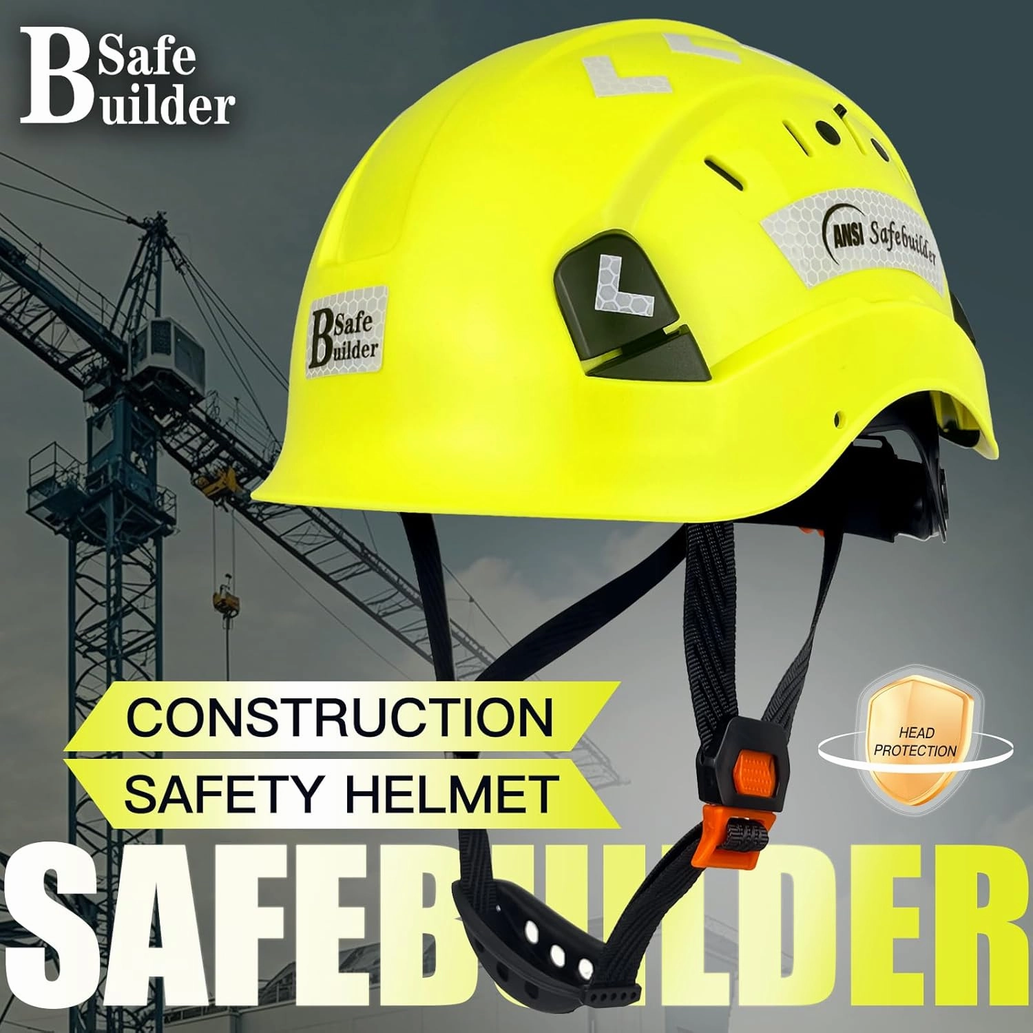 Construction Safety Helmet ABS Hard Hat Adjustable Ventilation System Hardhats Industrial Work Head Protection for Men Certified ANSI/ISEA Z89.1