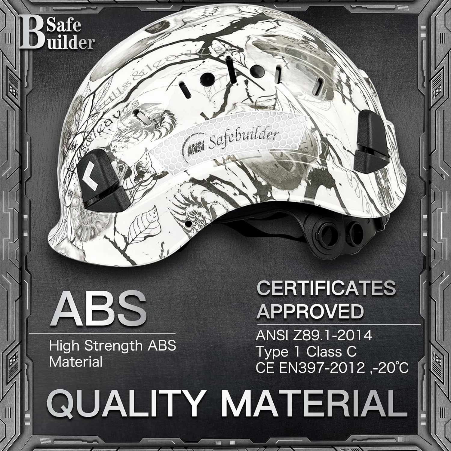 Construction Safety Helmet ABS Hard Hat Adjustable Ventilation System Hardhats Industrial Work Head Protection for Men Certified ANSI/ISEA Z89.1