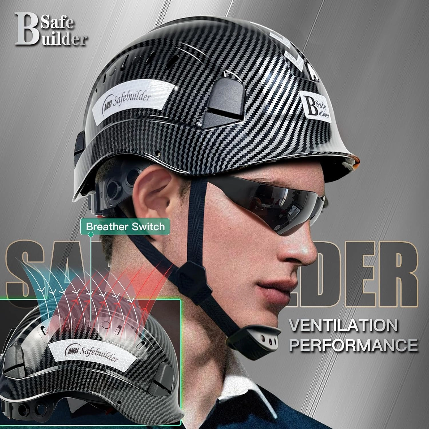 Construction Safety Helmet ABS Hard Hat Adjustable Ventilation System Hardhats Industrial Work Head Protection for Men Certified ANSI/ISEA Z89.1