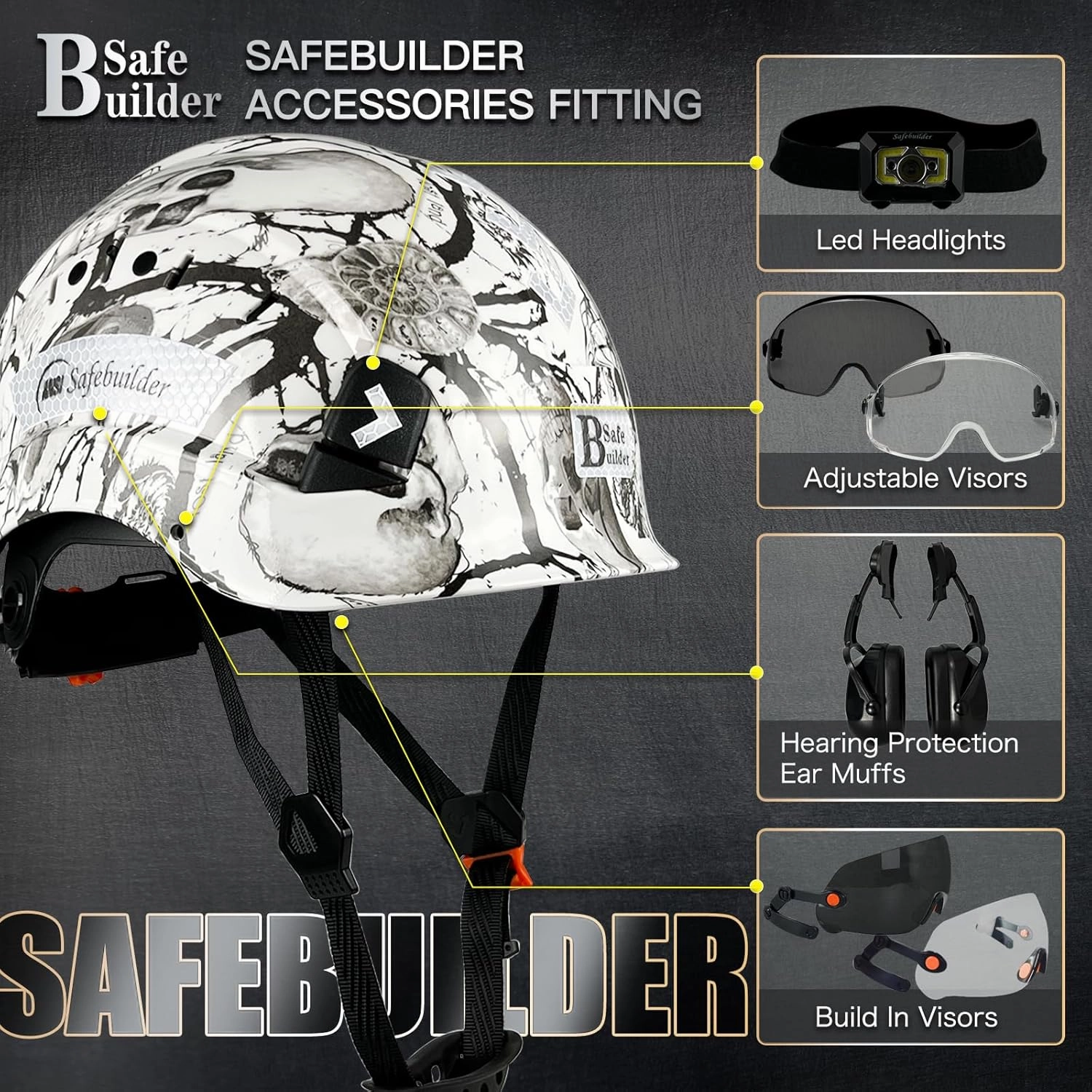Construction Safety Helmet ABS Hard Hat Adjustable Ventilation System Hardhats Industrial Work Head Protection for Men Certified ANSI/ISEA Z89.1