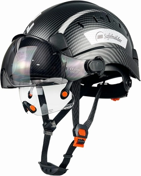 Construction Safety Helmet with Build-in Visor ABS Hard Hat with Visor Adjustable Ventilation Hardhats Work Head Protection ANSI/ISEA Z89.1