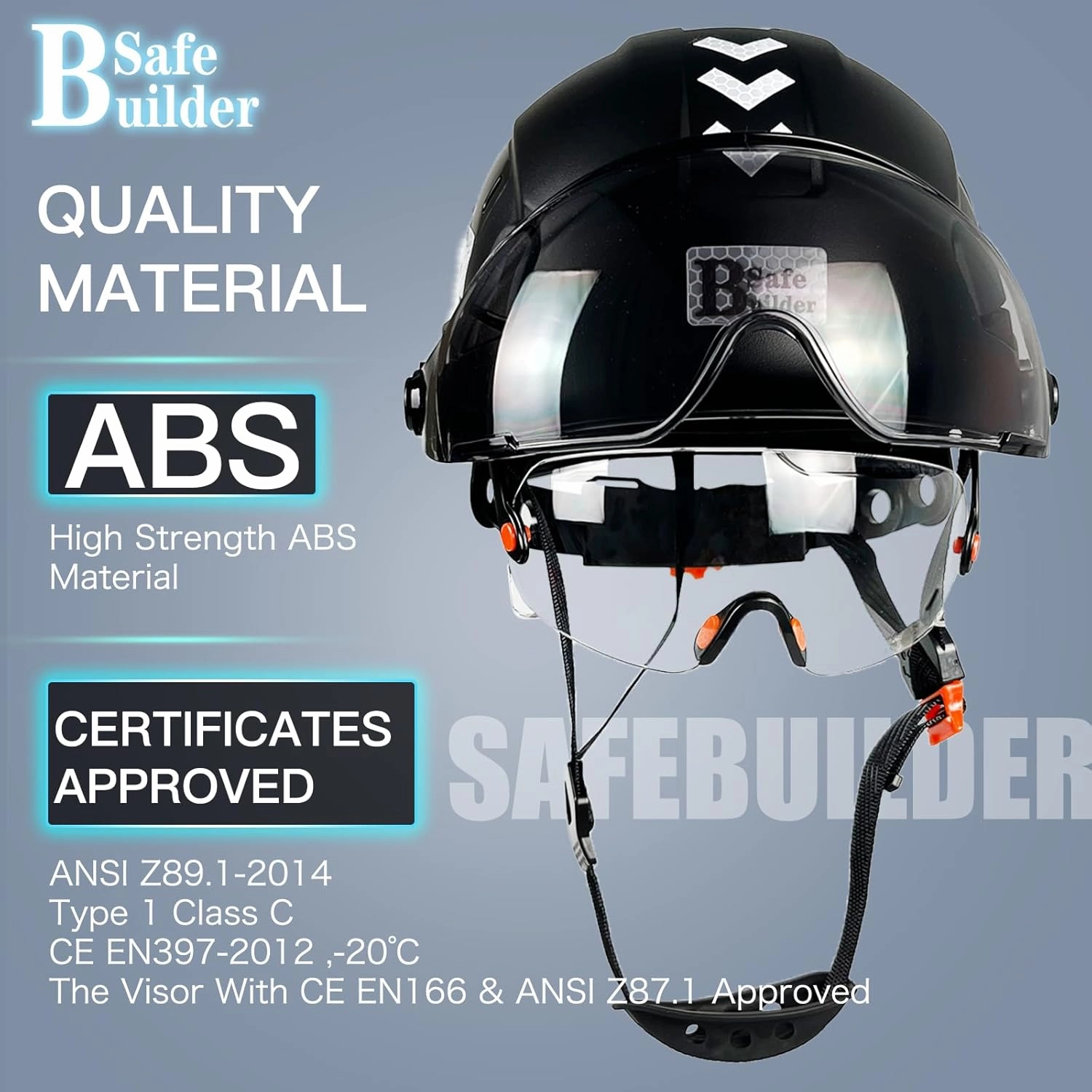 Construction Safety Helmet with Build-in Visor ABS Hard Hat with Visor Adjustable Ventilation Hardhats Work Head Protection ANSI/ISEA Z89.1