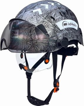 Construction Safety Helmet with Build-in Visor ABS Hard Hat with Visor Adjustable Ventilation Hardhats Work Head Protection ANSI/ISEA Z89.1