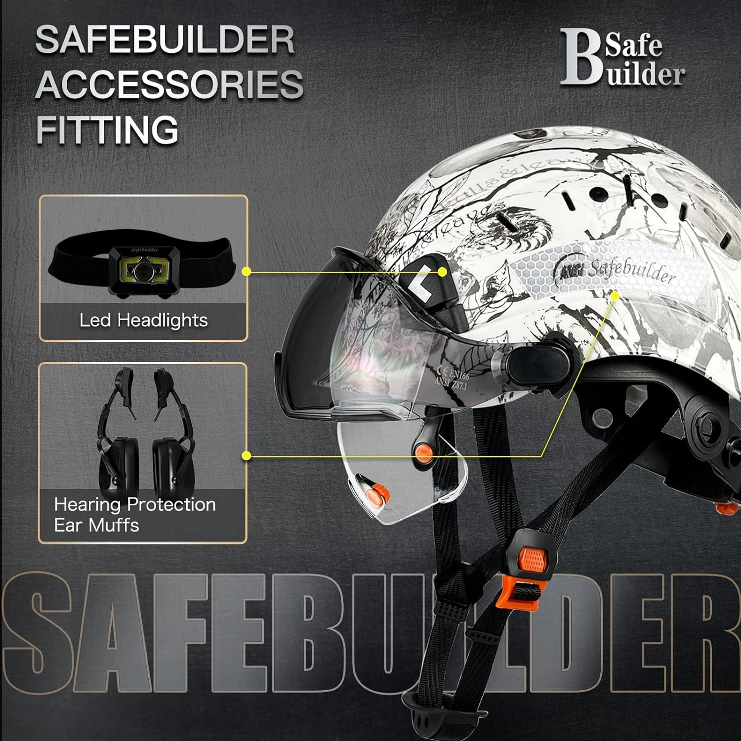 Construction Safety Helmet with Build-in Visor ABS Hard Hat with Visor Adjustable Ventilation Hardhats Work Head Protection ANSI/ISEA Z89.1