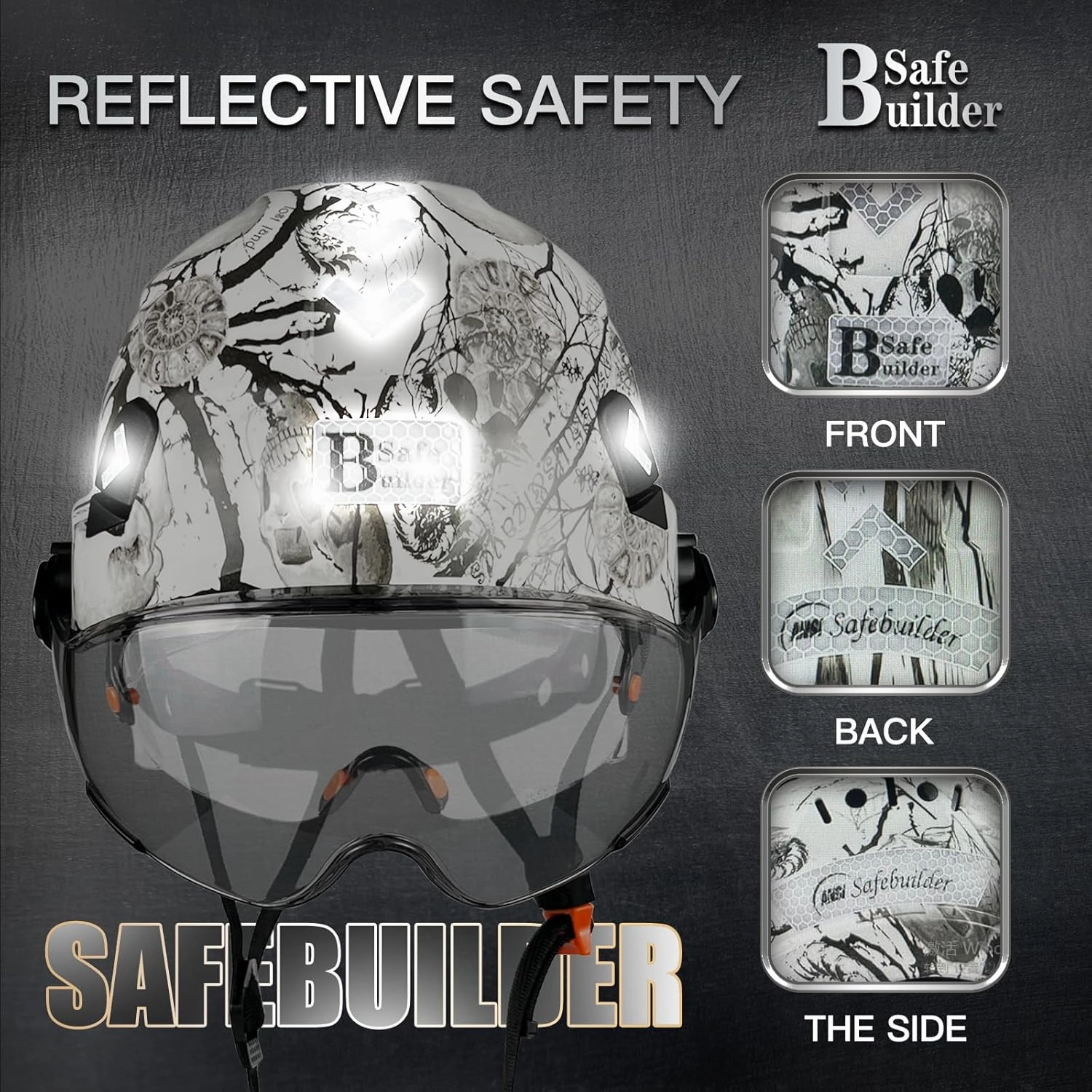 Construction Safety Helmet with Build-in Visor ABS Hard Hat with Visor Adjustable Ventilation Hardhats Work Head Protection ANSI/ISEA Z89.1