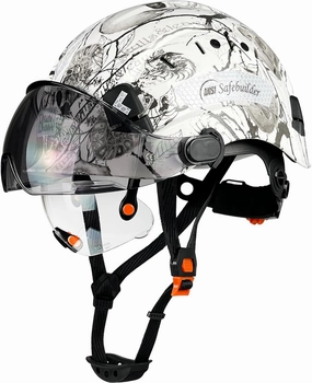 Construction Safety Helmet with Build-in Visor ABS Hard Hat with Visor Adjustable Ventilation Hardhats Work Head Protection ANSI/ISEA Z89.1