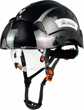 Construction Safety Helmet with Build-in Visor ABS Hard Hat with Visor Adjustable Ventilation Hardhats Work Head Protection ANSI/ISEA Z89.1