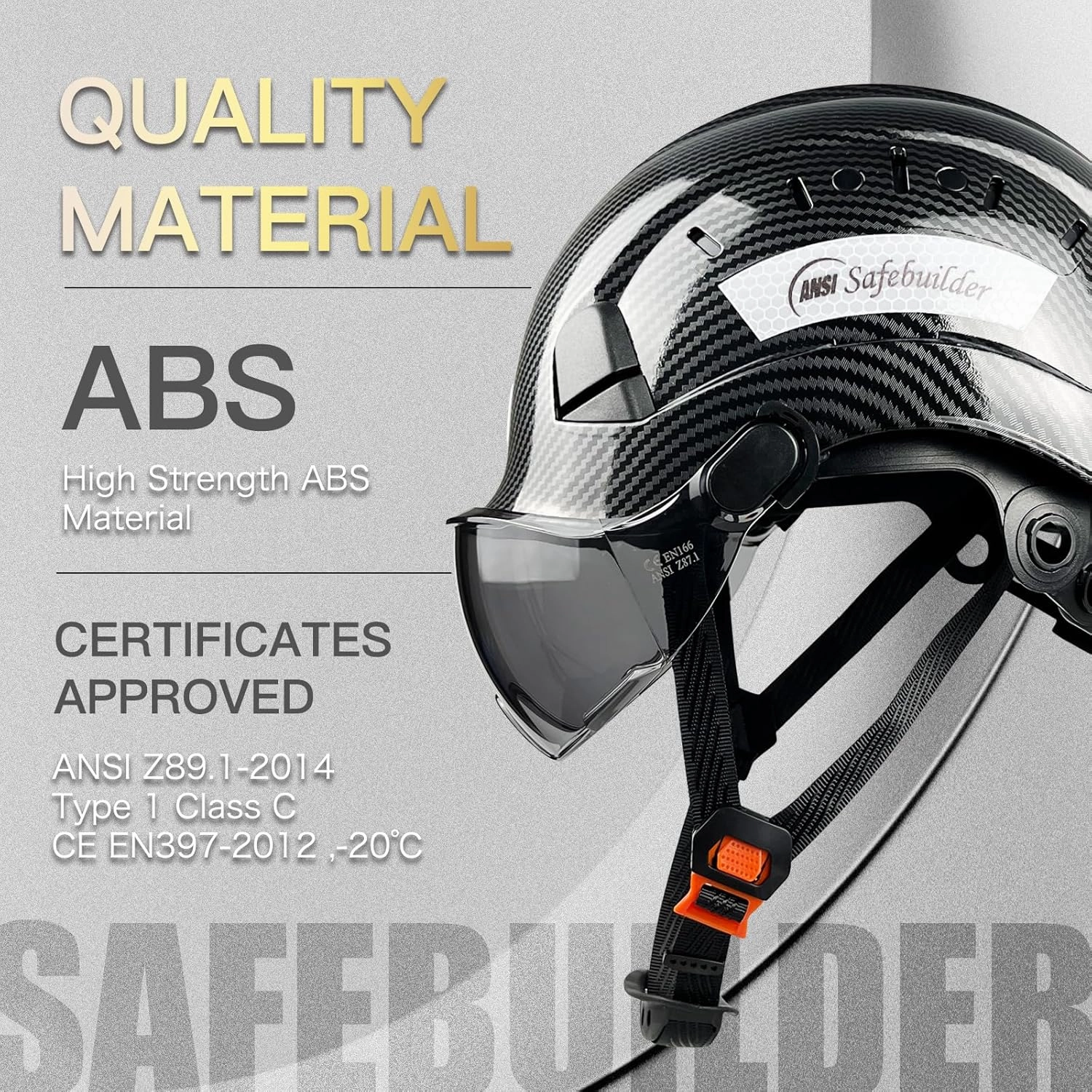 Construction Safety Helmet with Visor ABS Hard Hat Adjustable Ventilation Hardhats Industrial Work Head Protection for Men Certified ANSI/ISEA Z89.1