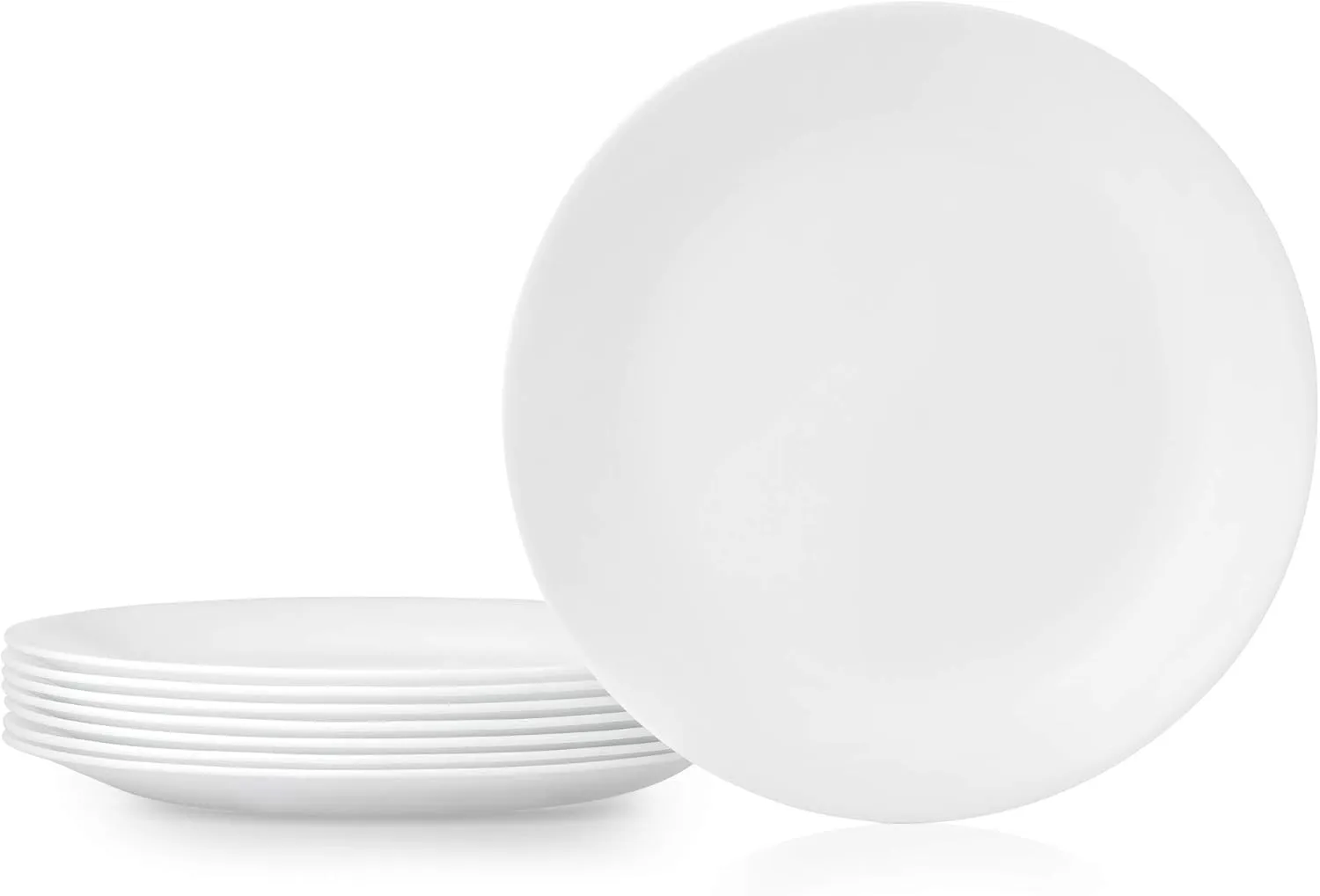 Corelle Vitrelle 28-oz Soup/Cereal Bowls Set of 6, Chip & Crack Resistant Dinnerware Bowls, Winter Frost White & Vitrelle 8-Piece Dinner Plates Set, Winter Frost White