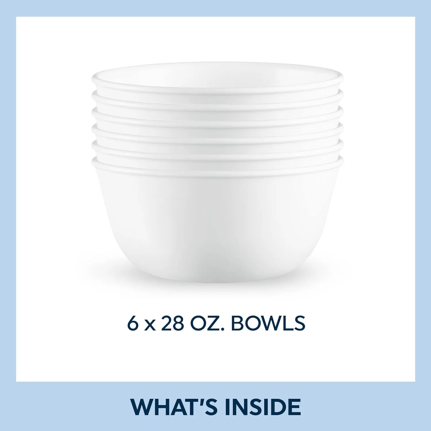 Corelle Vitrelle 28-oz Soup/Cereal Bowls Set of 6, Chip & Crack Resistant Dinnerware Bowls, Winter Frost White & Vitrelle 8-Piece Dinner Plates Set, Winter Frost White