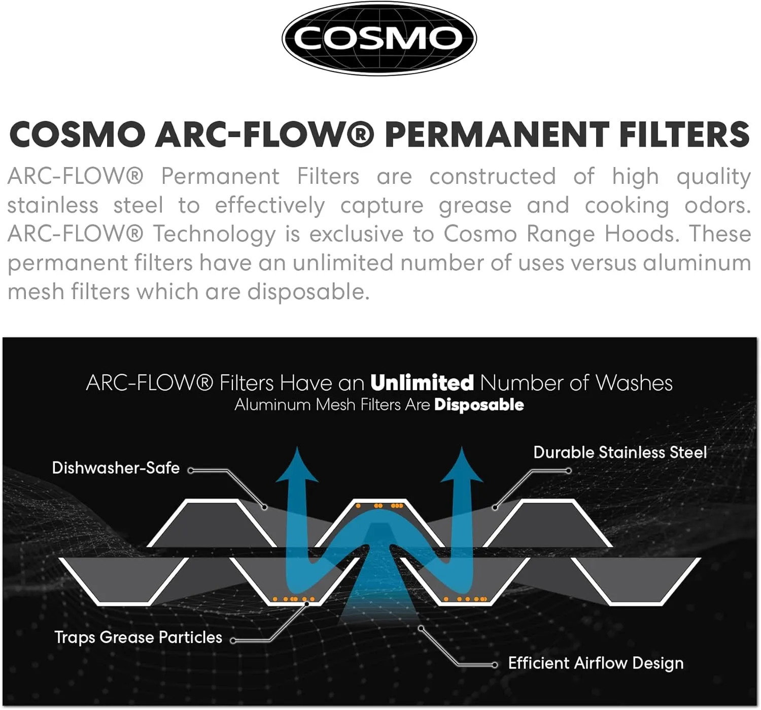 COSMO COS-668ICS750 30 in. Lumin Collection 380 CFM Ducted Island Range Hood, Soft Touch Controls, LED Lights, Stainless Steel