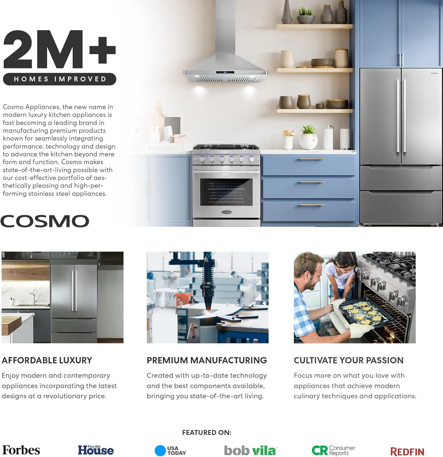 COSMO COS-668ICS750 30 in. Lumin Collection 380 CFM Ducted Island Range Hood, Soft Touch Controls, LED Lights, Stainless Steel