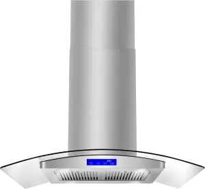 COSMO COS-668ICS900 36 in. Lumin Collection 380 CFM Ducted Island Range Hood, Soft Touch Controls, LED Lights, Stainless Steel