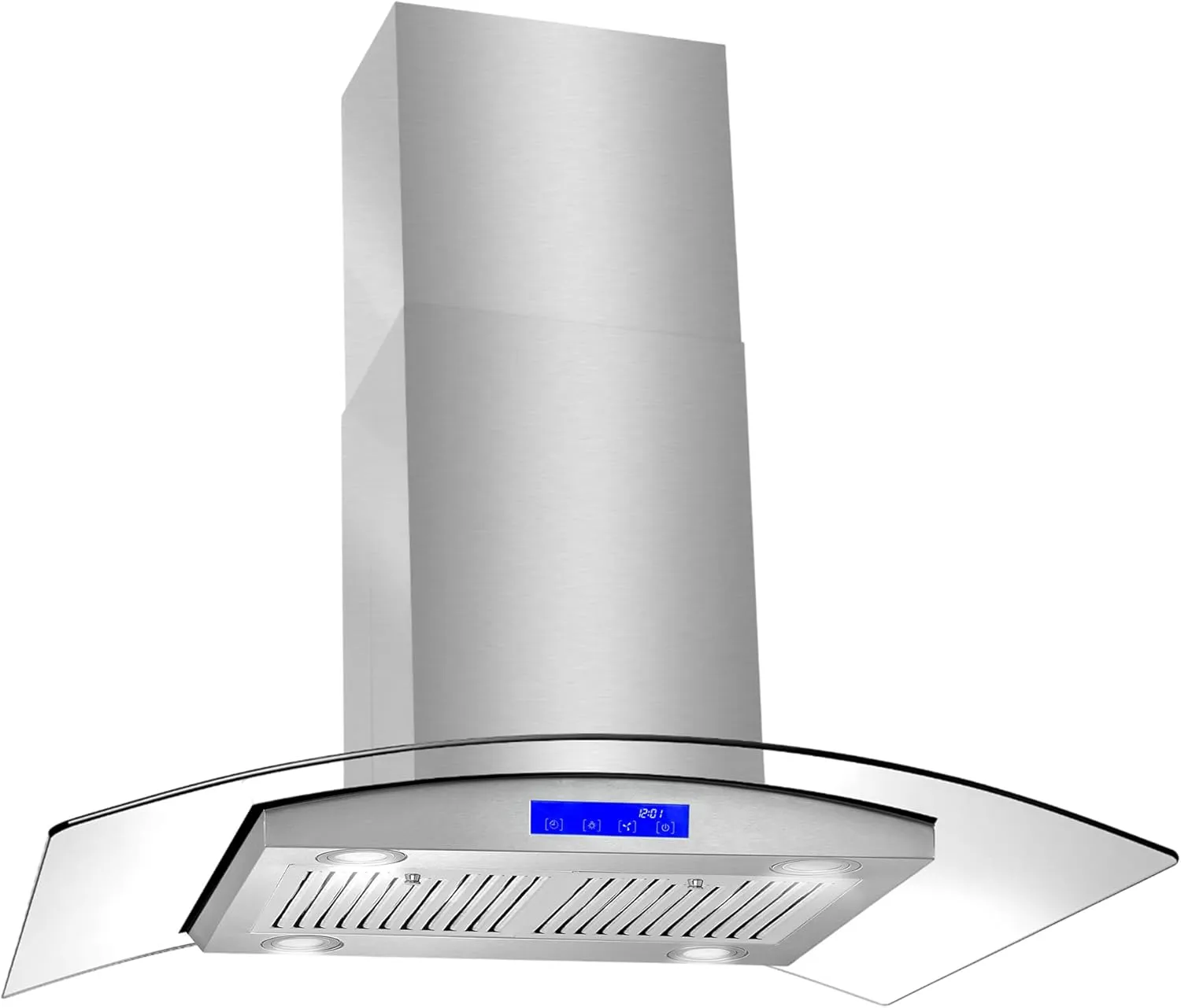 COSMO COS-668ICS900 36 in. Lumin Collection 380 CFM Ducted Island Range Hood, Soft Touch Controls, LED Lights, Stainless Steel