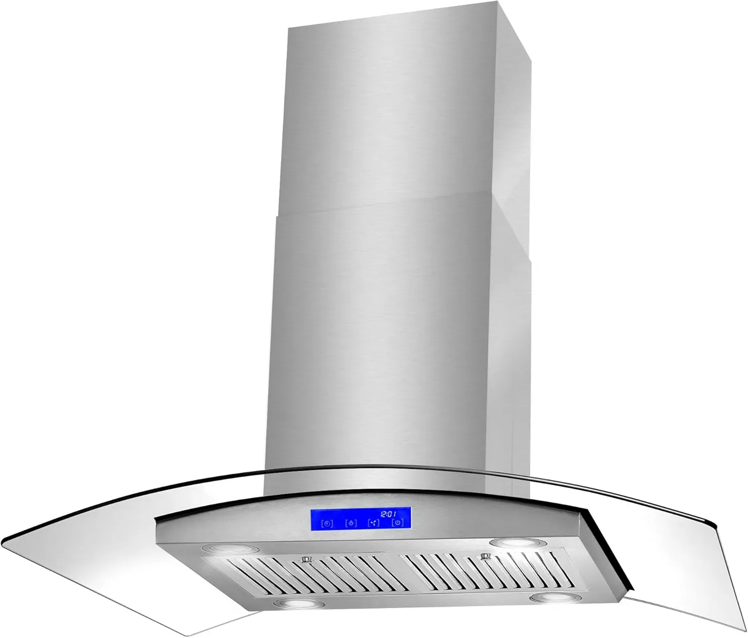 COSMO COS-668ICS900 36 in. Lumin Collection 380 CFM Ducted Island Range Hood, Soft Touch Controls, LED Lights, Stainless Steel