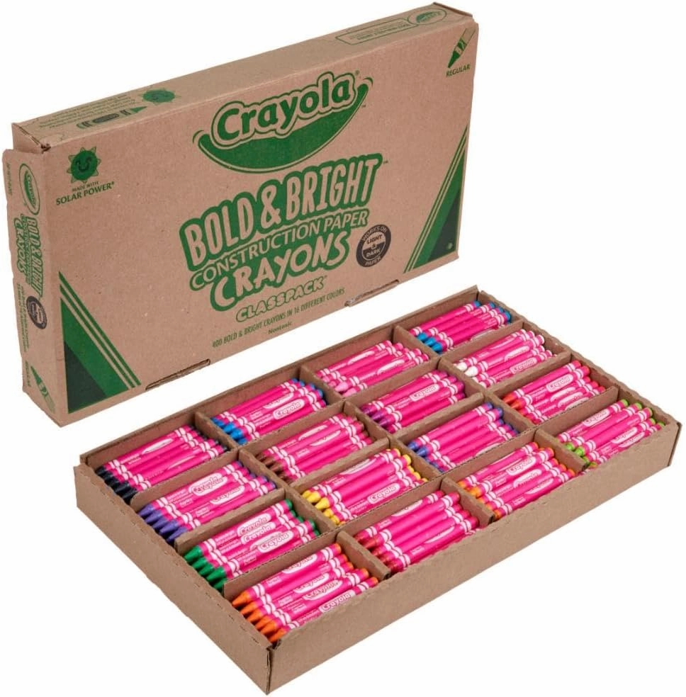 Crayola Construction Paper Crayons Classpack, Bulk Assorted School Supplies, 16 Colors, 400/Set (Packaging May Vary)