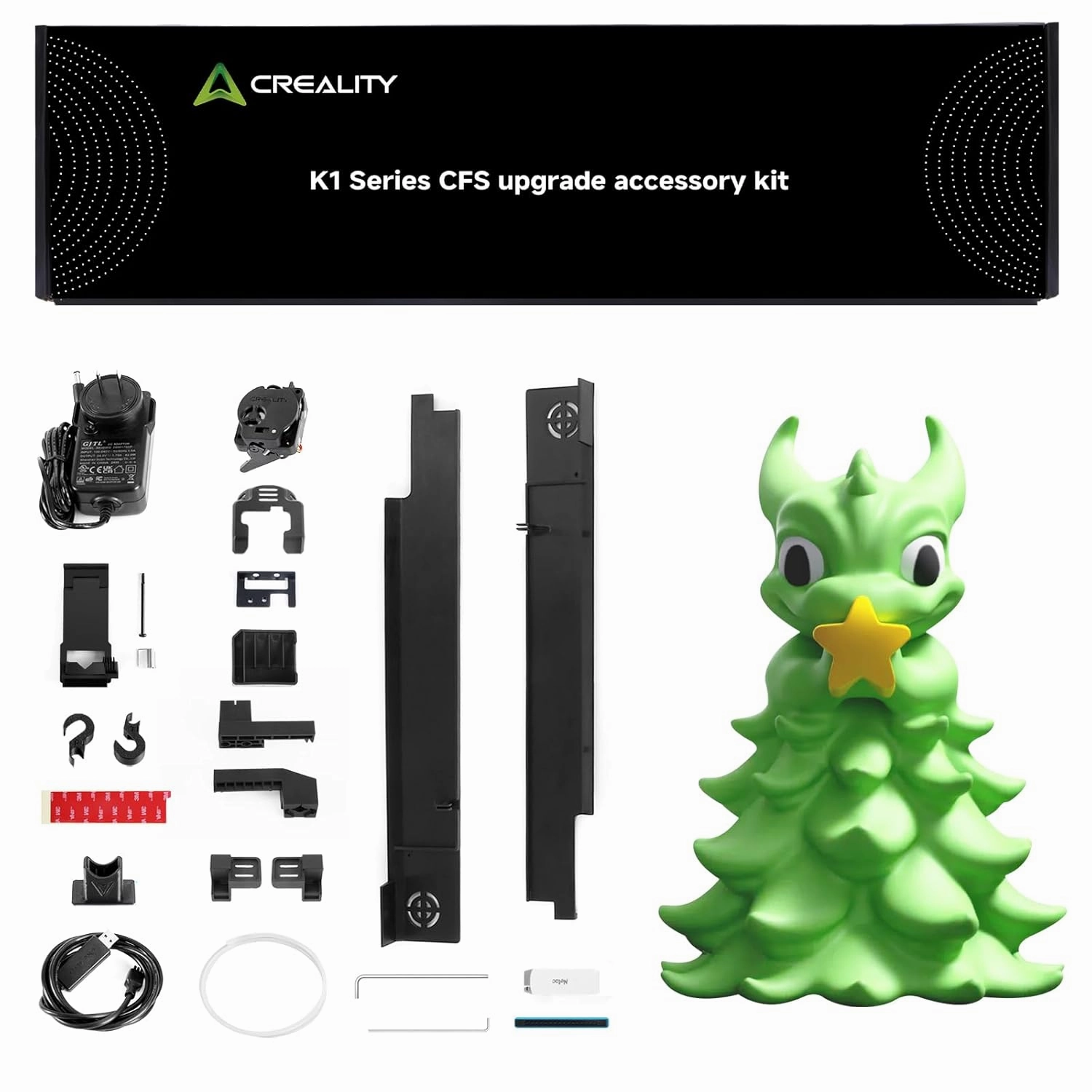Creality K1 Series CFS Upgrade Accessory Kit for K1/K1C/K1 SE/K1 Max, Official K1 Series Multicolor Printing Upgrade Kit Extruder & Waste Hopper Set with Cutter, Covers, Firmware USB, and Cables