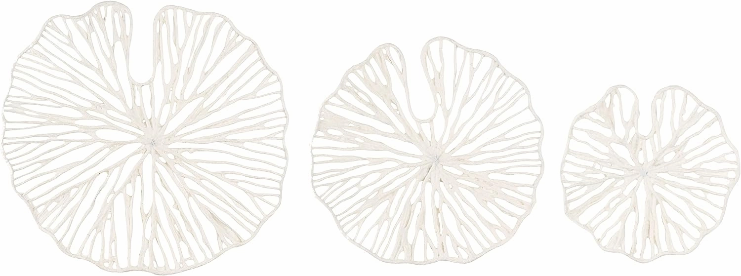 Creative Co-Op Handmade White Coral Shaped Paper & Metal Wall Décor (Set of 3 Sizes)