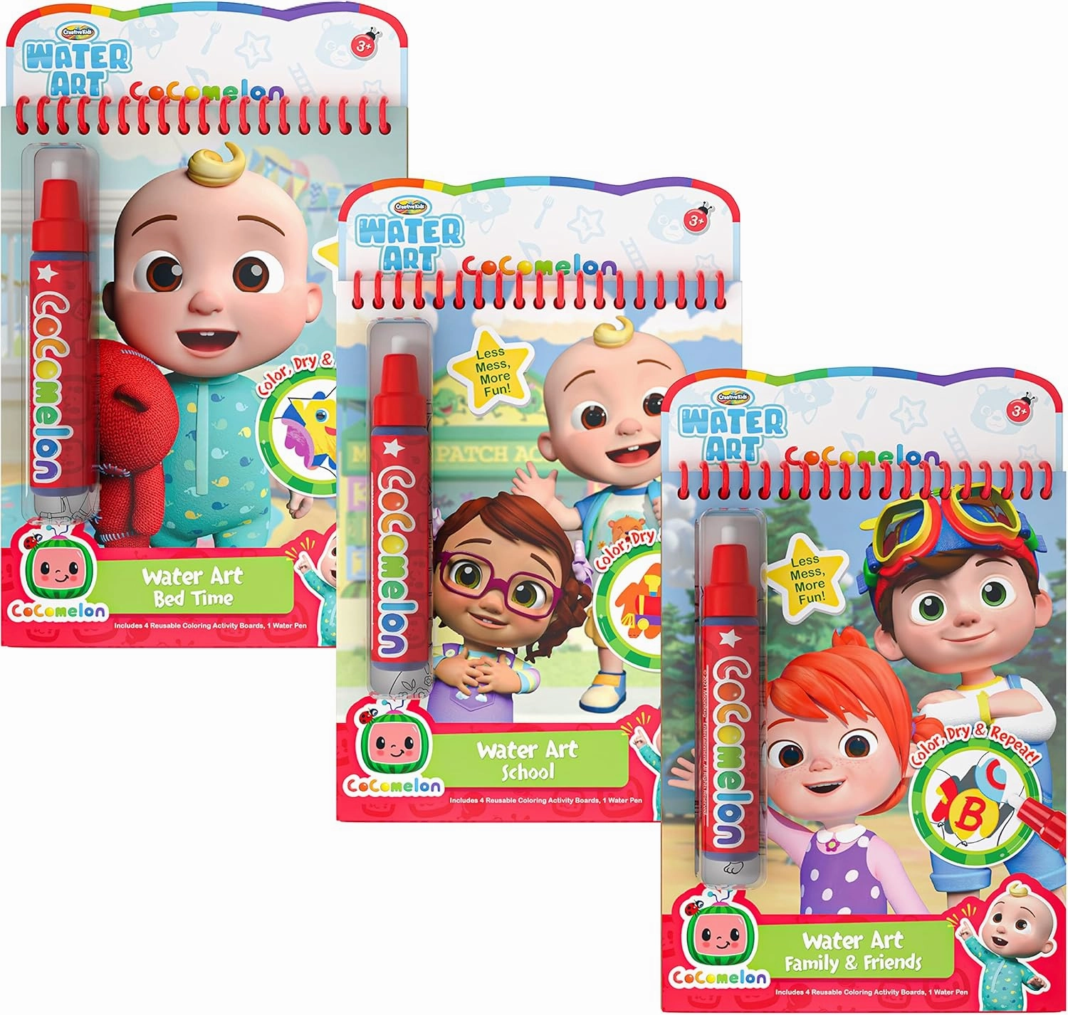 Creative Kids Cocomelon Water Books Pack of 3- Water Paint Art Kit - Coloring Books for Toddlers - Reusable Paint Art Kits for Age 3 