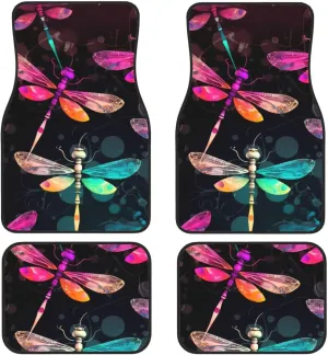 Cute Dragonfly Universal Car Floor Mats, Car Foot Mat Set of 4 Pieces, Automotive Front Rear Floor Foot Mats, Anti-Slip Neoprene Car Floor Rugs,for Suvs, Sedans, Van, Trucks