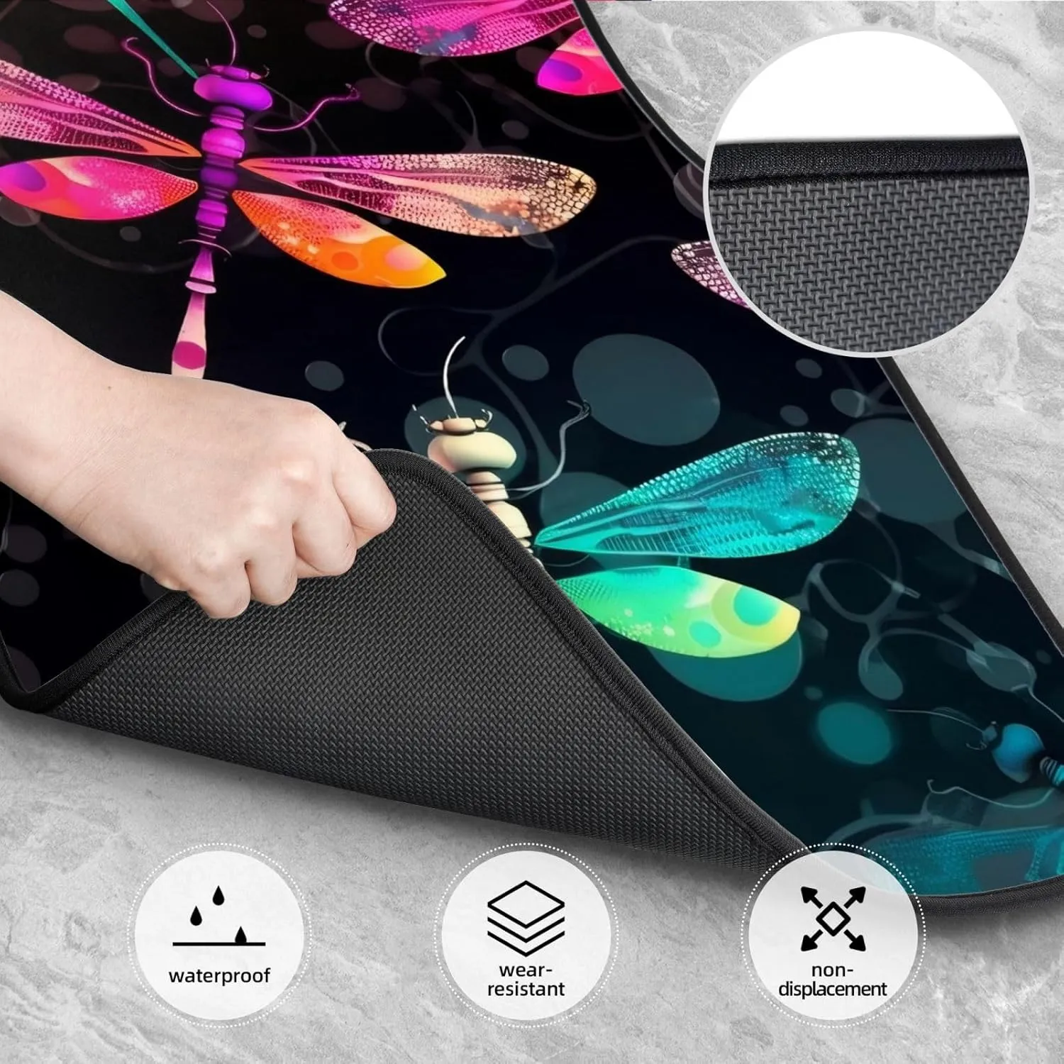 Cute Dragonfly Universal Car Floor Mats, Car Foot Mat Set of 4 Pieces, Automotive Front Rear Floor Foot Mats, Anti-Slip Neoprene Car Floor Rugs,for Suvs, Sedans, Van, Trucks