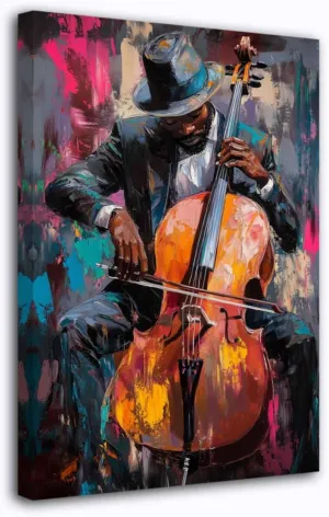 CXHOSTENT Black Jazz Canvas Wall Art Abstract Black Music Painting Prints African American Picture Musical Instruments Artwork for Men Room Decor Framed (Black, 12.00" x 18.00")