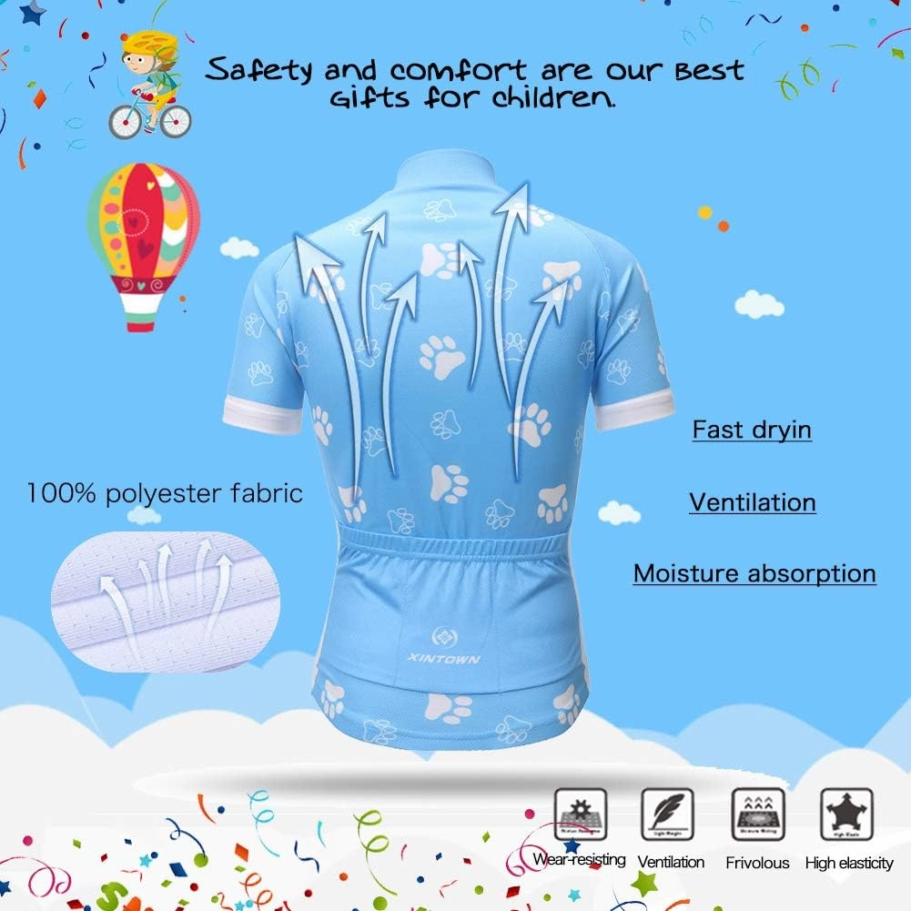 Cycling Jersey Kids,Short Sleeve Cartoon Road Mountain Bike Jersey Set/Top/Short