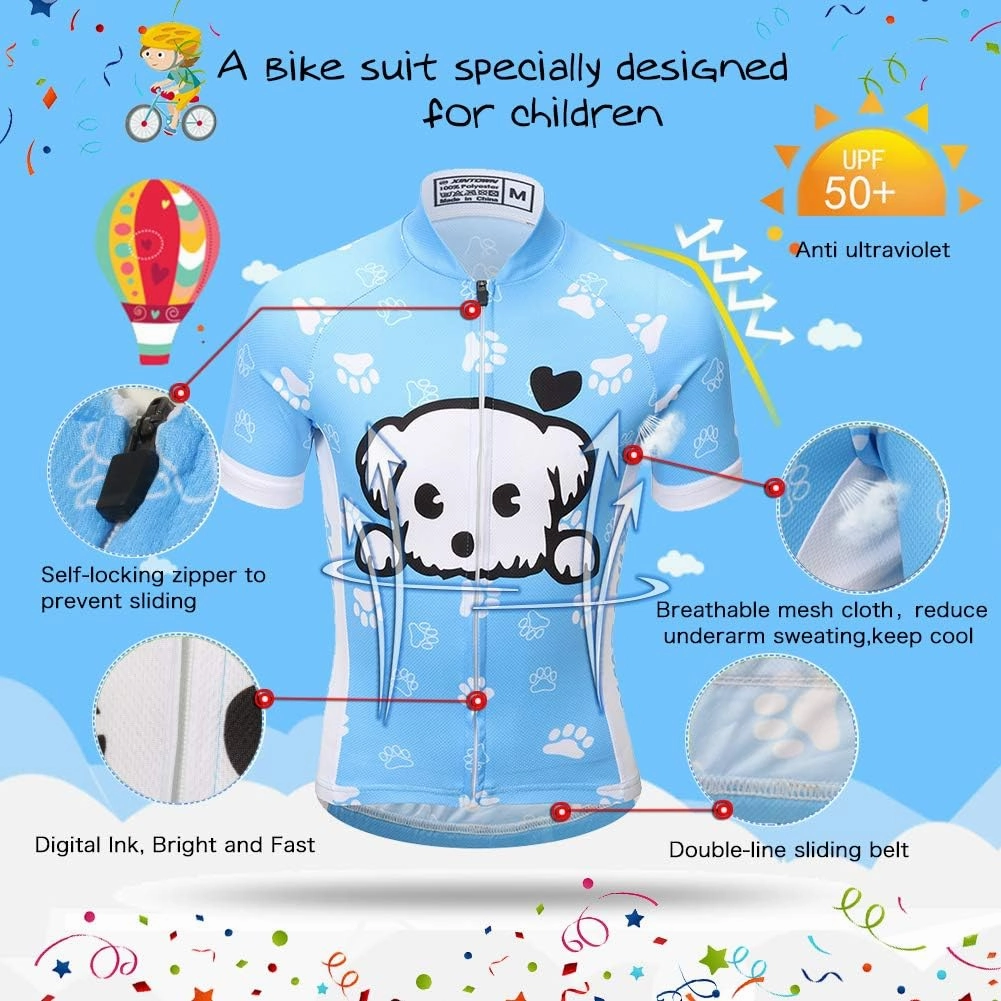 Cycling Jersey Kids,Short Sleeve Cartoon Road Mountain Bike Jersey Set/Top/Short