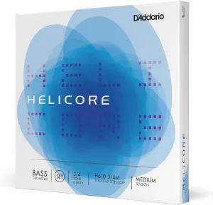 D'Addario Helicore Orchestral Bass String Set, 3/4 Scale, Medium Tension, (Model: H610 3/4M)