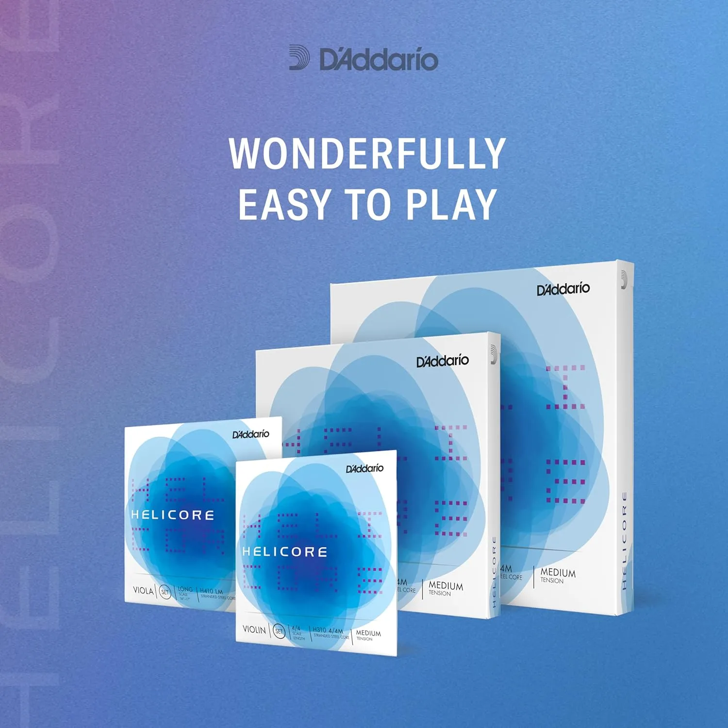 D'Addario Helicore Orchestral Bass String Set, 3/4 Scale, Medium Tension, (Model: H610 3/4M)