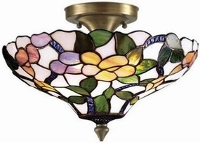 Dale Tiffany 7966/3LTF Tiffany/Mica Three Light Semi Flush Mount Series Collection Finish, 15.00 inches, Antique Brass