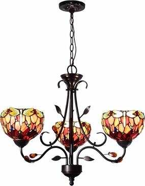 Dale Tiffany TH14116 Dragonfly 3-Light Tiffany Pendant, Antique Golden Bronze