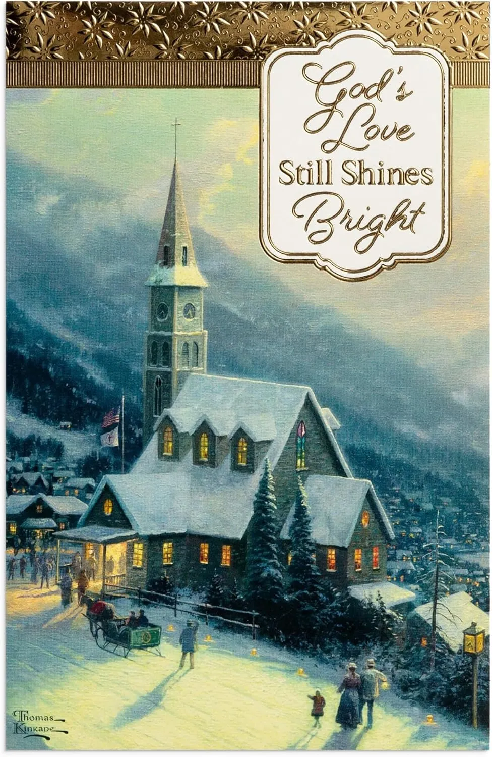 DaySpring - Thomas Kinkade - God’s Love Still Shines Bright - 50 Bulk Christmas Boxed Cards, NRSV (J7189)