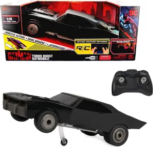 DC Comics, The Batman Turbo Boost Batmobile, Remote Control Car with Official Batman Movie Styling Kids Toys for Boys and Girls Ages 4 and Up