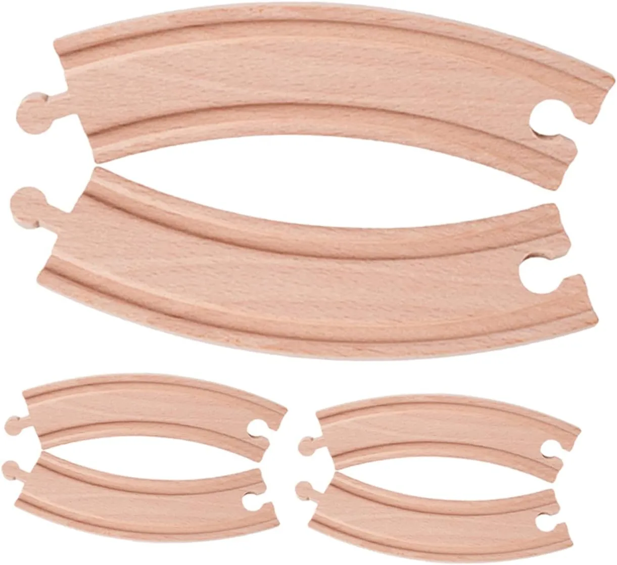 DECHOUS 6pcs Wooden Train Track Play Expandable Railway Accessories for Develops Fine Motor Skills Hand Eye Coordination Compatible with Various Train Natural Construction