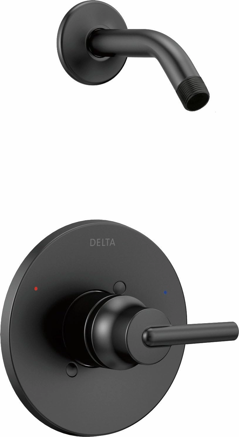 Delta Faucet Trinsic 14 Series Single-Function Shower Faucet Trim Kit, Matte Black T14259-BLLHD (Shower Head and Valve Sold Separately), Without Rough