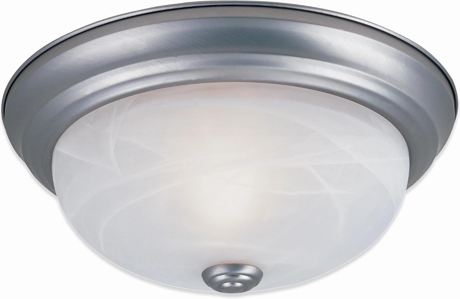 DESIGNERS FOUNTAIN 2-Light Flush Mount Ceiling Light, 11 Inch Lighting Fixture for Kitchen, Bedroom, Bathroom, and Hallway, White Alabaster Glass, Pewter, 1257S-PW-AL