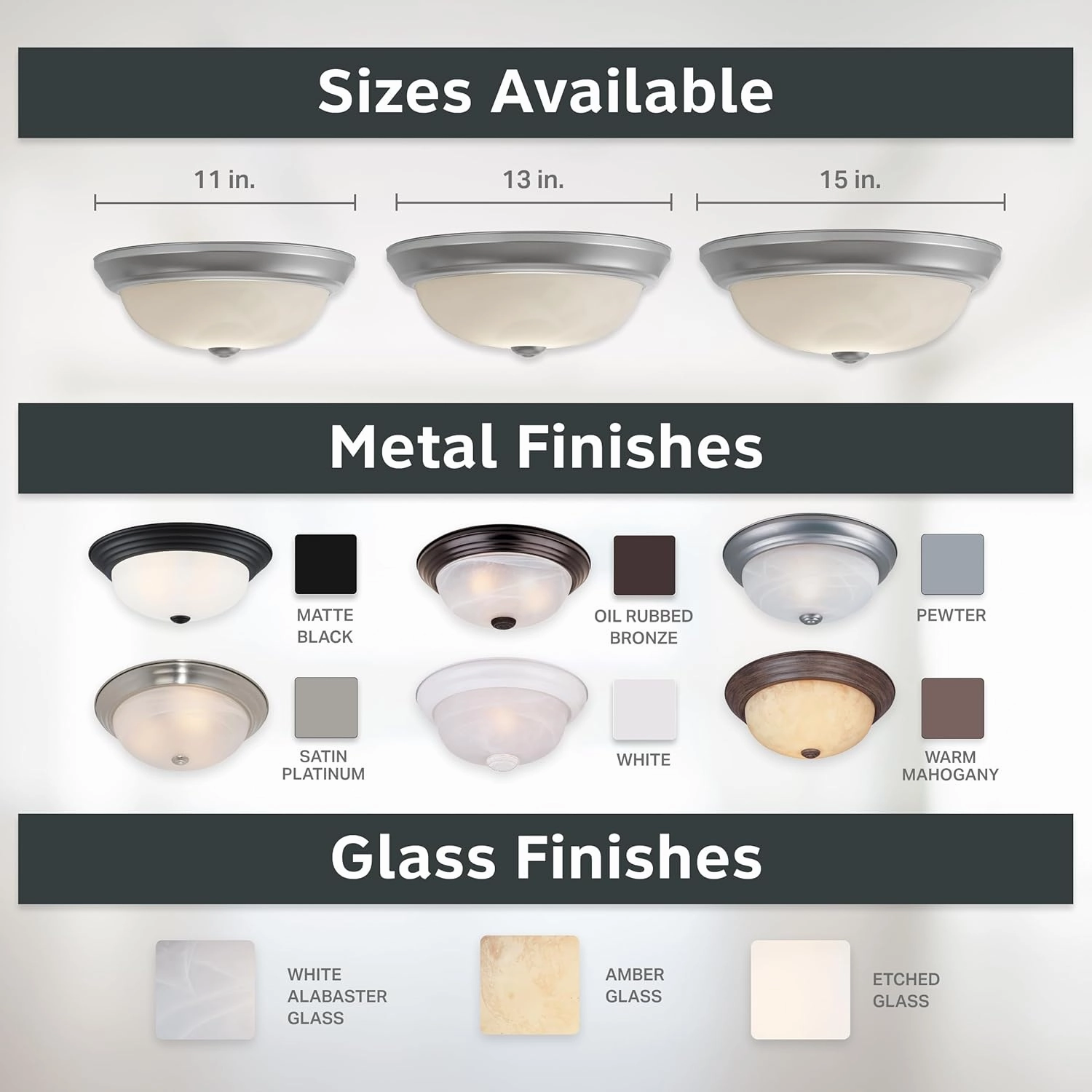 DESIGNERS FOUNTAIN 2-Light Flush Mount Ceiling Light, 11 Inch Lighting Fixture for Kitchen, Bedroom, Bathroom, and Hallway, White Alabaster Glass, Pewter, 1257S-PW-AL