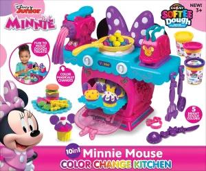 Disney Junior Minnie Mouse Color Change Kitchen by Softee Dough, 10 in 1 Activities Perfect for Ages 3 and Up