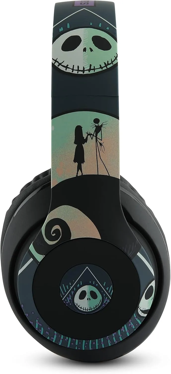 Disney Nightmare Before Christmas Bluetooth Over Ear Headphones, Wireless and Wired Foldable Headset Built-in Microphone - Tim Burton Jack Skellington & Sally - Adults Kids Audifonos Auriculares