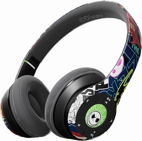 Disney Nightmare Before Christmas Jack Sticker Bluetooth Headphones - Wireless Foldable Over-Ear Headset, Built-in Mic, Enchanting Sally & Friends Design, for Adults & Kids