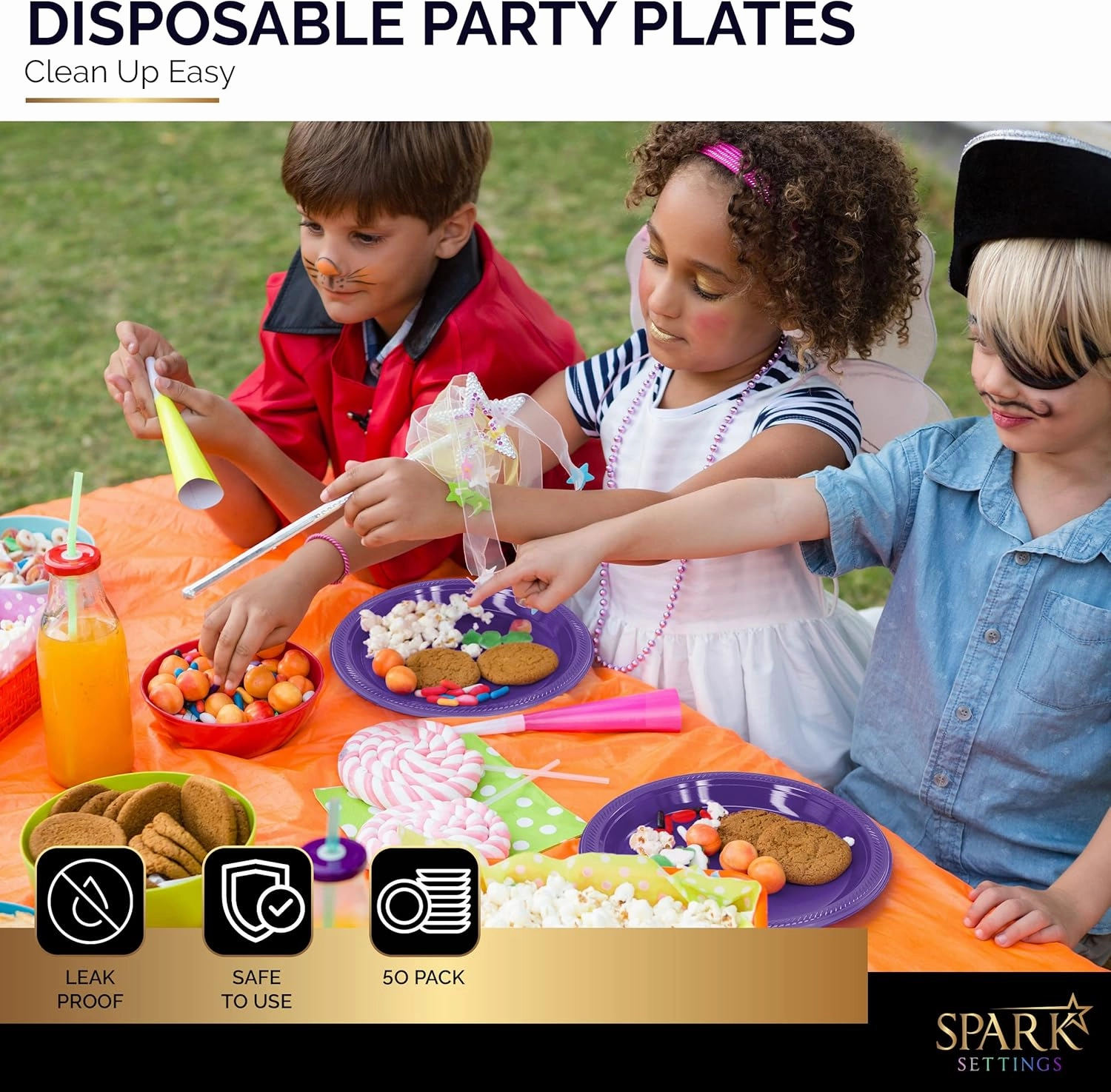 Disposable Plastic Plates Purple, 10.4 Inches Plastic Dinner Plates, Strong and Sturdy Disposable Plates for Party, Dinner, Holiday, Picnic, or Travel Party Plates, Pack of 50