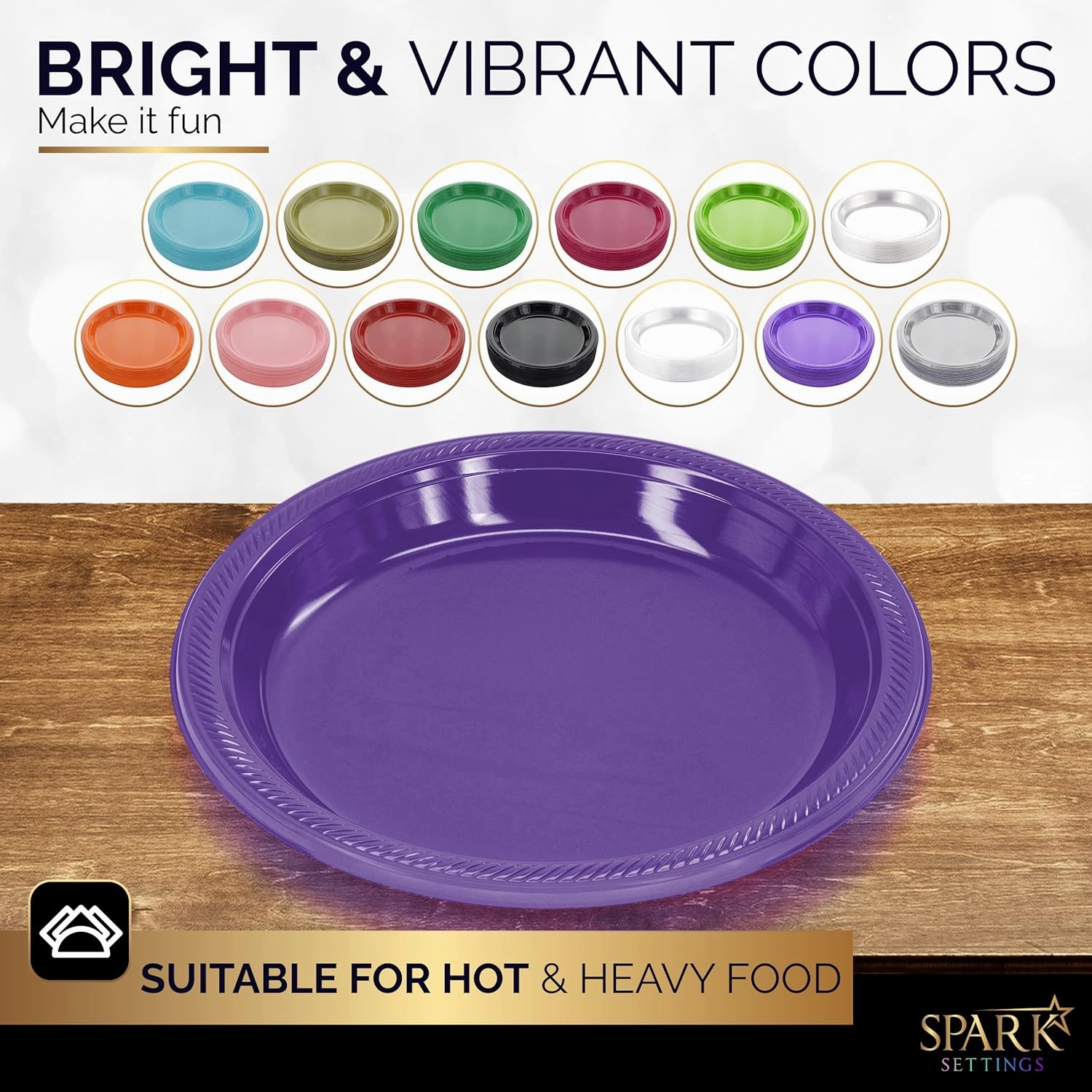 Disposable Plastic Plates Purple, 10.4 Inches Plastic Dinner Plates, Strong and Sturdy Disposable Plates for Party, Dinner, Holiday, Picnic, or Travel Party Plates, Pack of 50