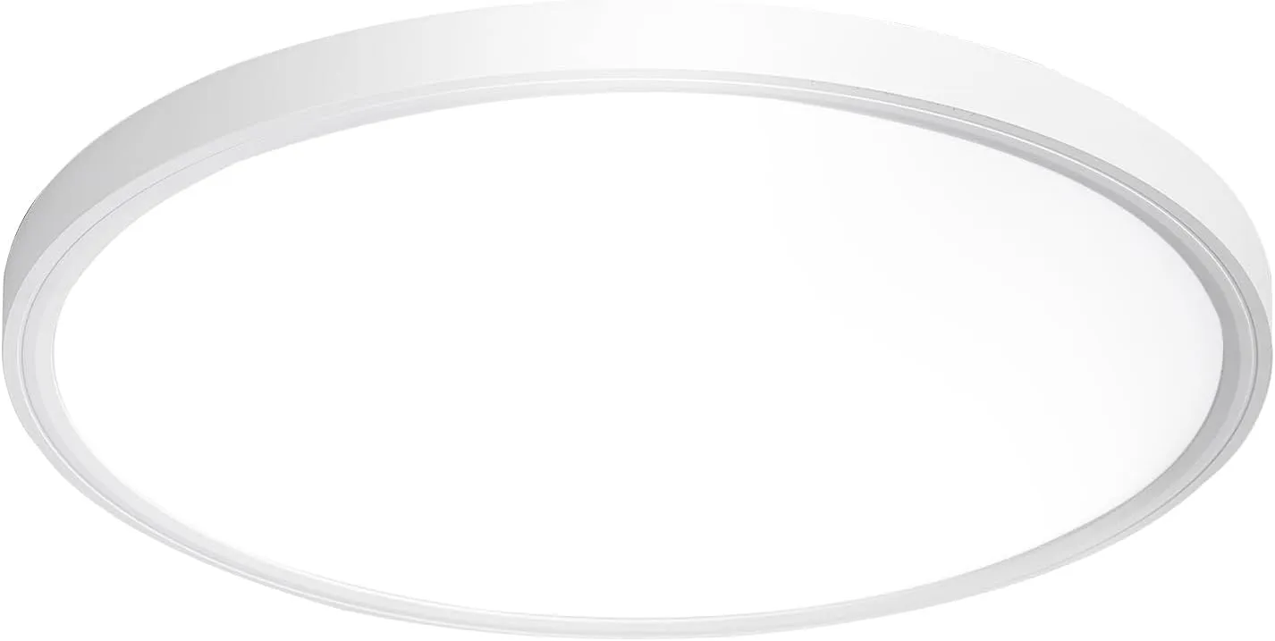 DLLT Flush Mount Ceiling Light: 12 Inch Kitchen Lighting Fixtures Ceiling - 24W Surface LED Light Fixtures for Bedroom Hallway Garage - White Round 5 Color Temperatures (2700K-6000K) Ceiling Light