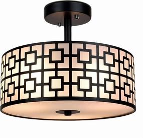 DLLT Flush Mount Ceiling Light: Modern 3-Light Semi Flush Mount Ceiling Light Fixture - Drum Kitchen Lighting Fixture for Dining Room - Black Bedroom Ceiling Lamp with Double Shade
