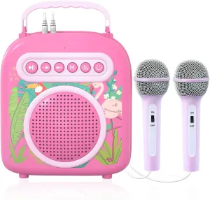 Dollox Kids Karaoke Machine with 2 Microphones, Portable Karaoke Speaker for Toddler, Mini Musical Toy Kid Singing Toys Christmas Birthday Gifts Family Home Party for 3 4 5 6 Year Old Girls Boys