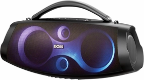 DOSS Extreme Boom Pro D200 240W Peak Outdoor Speaker, Punchy Bass, 26H Playtime, Beat-Synced RGB Light, BT5.4, Stereo Pairing, IPX6 Waterproof for Camping, Beach, Tailgate Party-Black