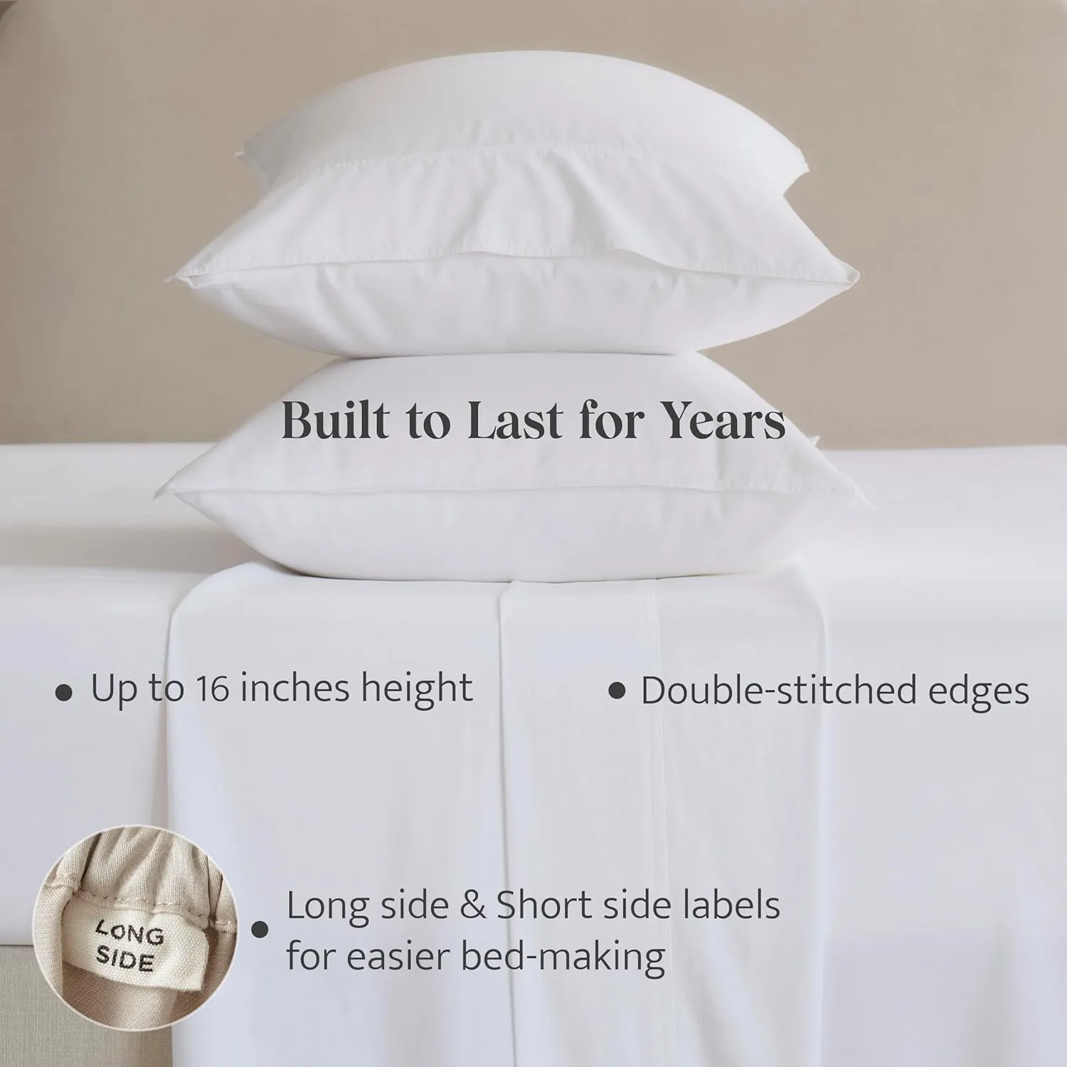 Double Stitch Cotton Tencel Sheet - Bed Sheets Set Queen Size, 4Pc Luxury Hotel Bedding Set, Soft, Cooling & Breathable for Hot Sleepers, Deep Pocket Up to 16 Inches, Bright White