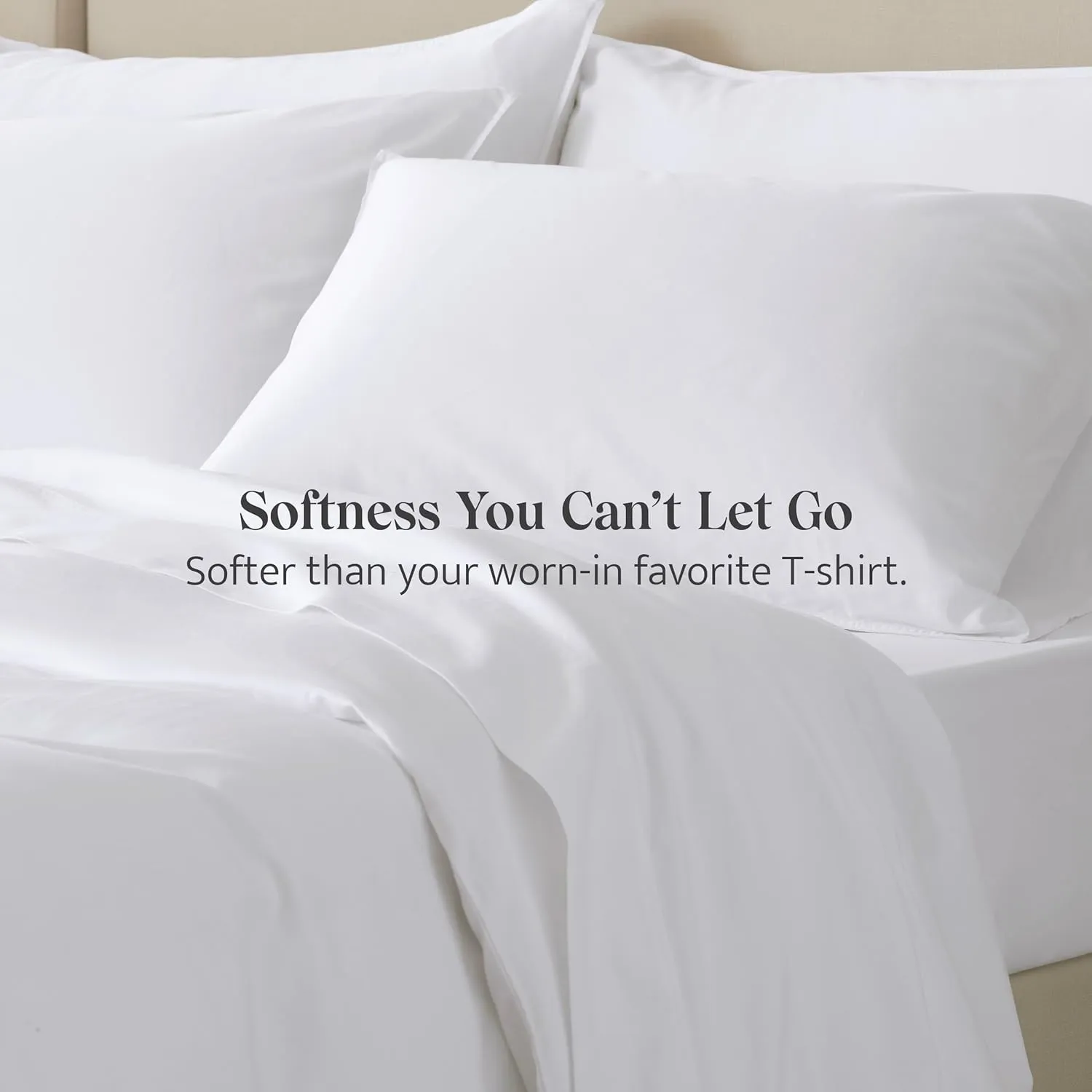 Double Stitch Cotton Tencel Sheet - Bed Sheets Set Queen Size, 4Pc Luxury Hotel Bedding Set, Soft, Cooling & Breathable for Hot Sleepers, Deep Pocket Up to 16 Inches, Bright White